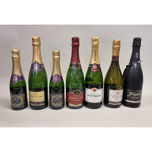 102 - Seven various bottles of Sparkling Wine, to include: a 75cl Ridgeview 'Cavendish' 2010; a 75cl Taitt... 