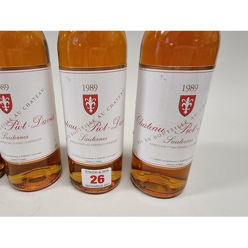 26 - Five 37.5cl bottles of Chateau Piot-David, 1989, Sauternes. (6)