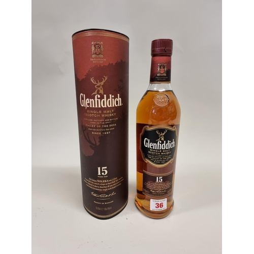 36 - A 70cl bottle of Glenfiddich 15 Year Old Whisky, in card tube.