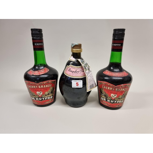 5 - Two old 24 fl.oz. bottles of De Kuyper Cherry Brandy, 1960s bottlings; together with a 70cl bottle o... 