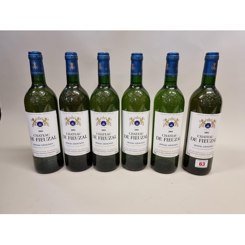 63 - Six 75cl bottles of Chateau de Fieuzal Blanc, 2001, Pessac Leognan. (6)