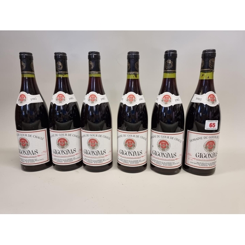 65 - Six 75cl bottles of Gigondas, 1985, Domaine du Gour de Chaule. (6)