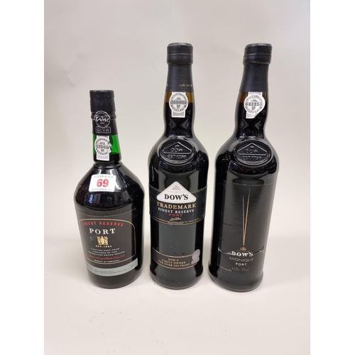 69 - Three 75cl bottles of Port, comprising: Dow's 'Midnight'; Dow's 'Trademark'; and an M&S 'Finest ... 