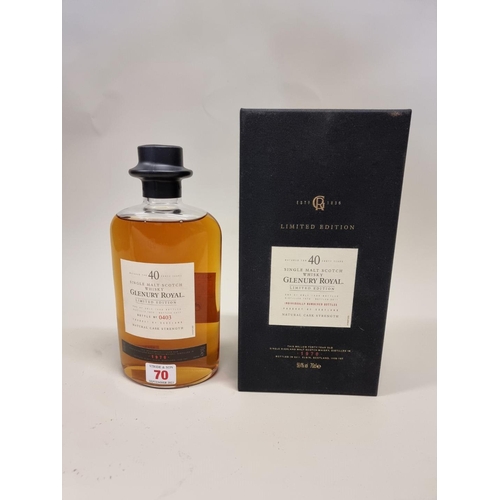 70 - A 70cl Limited Edition bottle of Glenury Royal 40 Year Old 1970 Whisky, 59.4% abc, bottle no. 0403, ... 