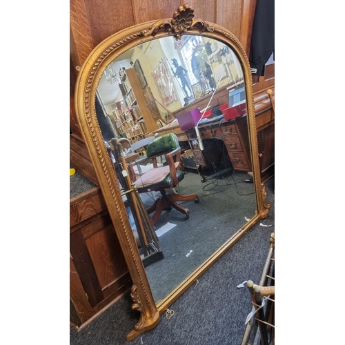 1092 - A large reproduction gilt framed overmantel mirror, 140 x 136cm. 