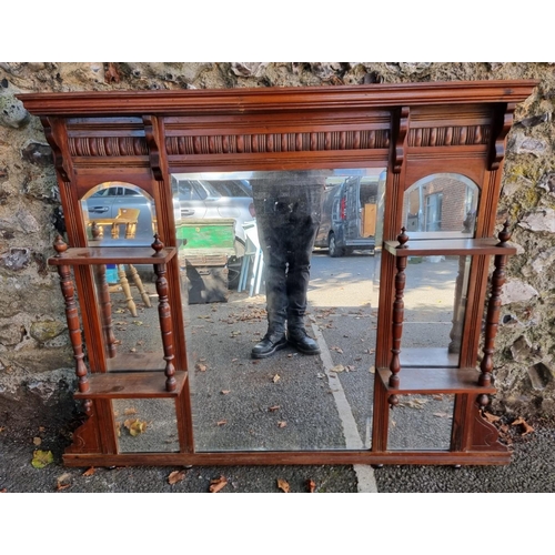 1102 - An Edwardian walnut overmantel mirror, 94 x 119cm. 