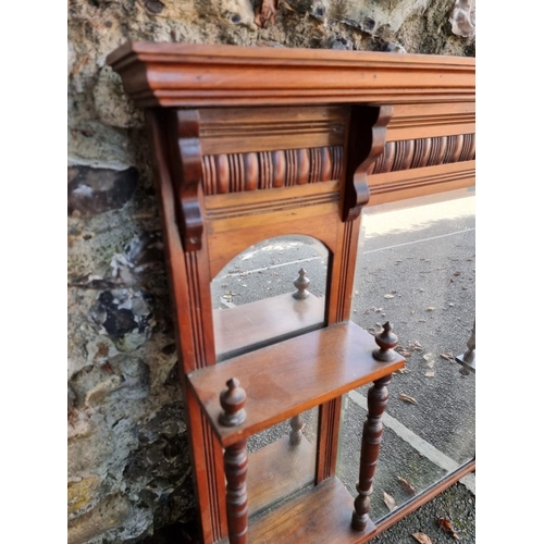 1102 - An Edwardian walnut overmantel mirror, 94 x 119cm. 