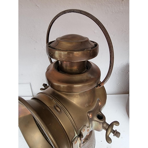 1170 - Automobilia: a Lucas brass and steel 'King Of The Road' lantern, No.742, 35cm high. ... 