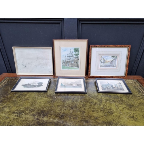 1182 - John Skelton, a pencil sketch, 21.5 x 29.5cm; together with five local prints. (6)