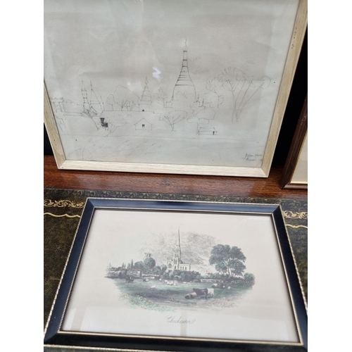 1182 - John Skelton, a pencil sketch, 21.5 x 29.5cm; together with five local prints. (6)