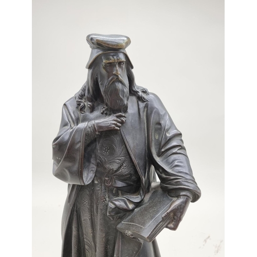 1456 - After Albert Ernest Carrier-Belleuse, 'Leonardo da Vinci', signed, bronze, 43cm high.  ... 