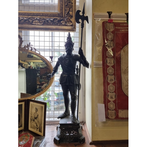 1458 - A large bronze Renaissance soldier, 102cm high.