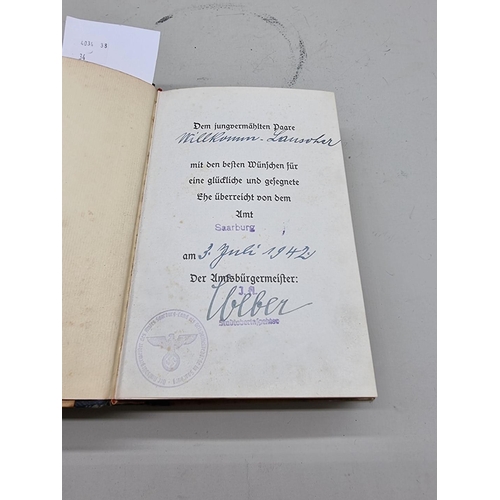 1474 - Adolf Hitler, Mein Kampf, wedding edition, inscribed and dated 1941, Saarburg district.... 