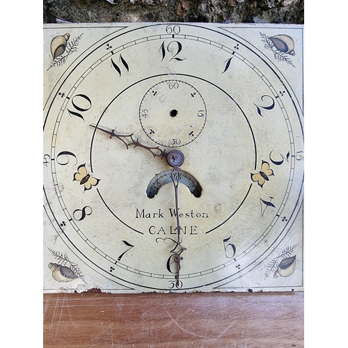 1549 - Two 19th century 30 hour longcase clock dials and movements, 12in and 11in; together with another 30... 