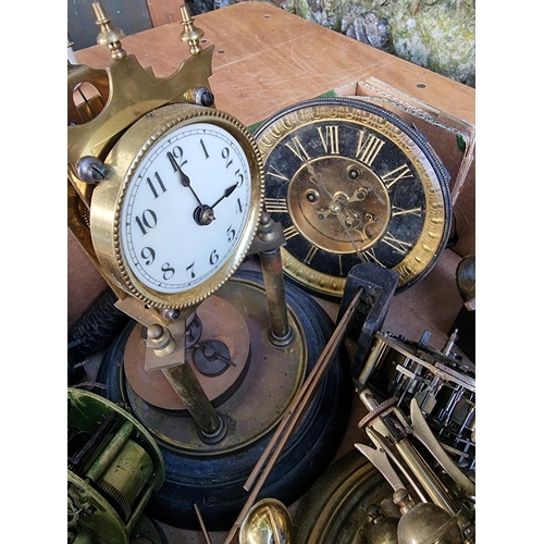 1550 - A selection of clock parts, to include anniversary clocks; and a rosewood five dial banjo barometer,... 