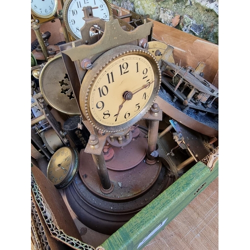 1550 - A selection of clock parts, to include anniversary clocks; and a rosewood five dial banjo barometer,... 