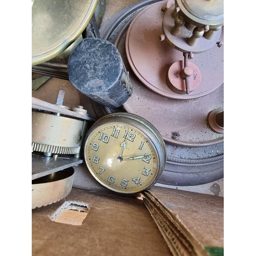 1550 - A selection of clock parts, to include anniversary clocks; and a rosewood five dial banjo barometer,... 