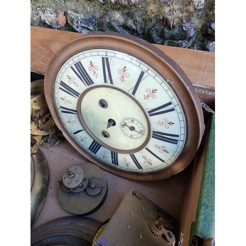 1550 - A selection of clock parts, to include anniversary clocks; and a rosewood five dial banjo barometer,... 