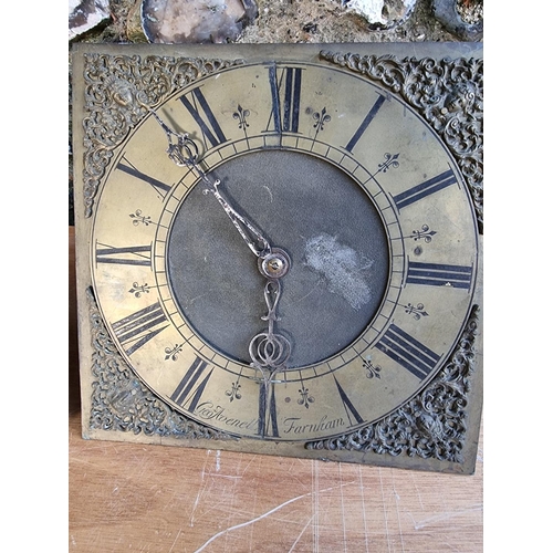 1551 - Three 18th century brass longcase clock dials and movements, comprising two 11in and one 10in exampl... 