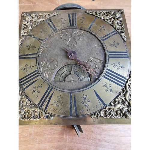 1558 - Two 18th century 30 hour 10in brass longcase clock dials and movements, (each a.f.).... 