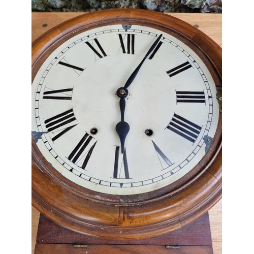 1559 - Two antique drop dial wall clocks, (each a.f.). 