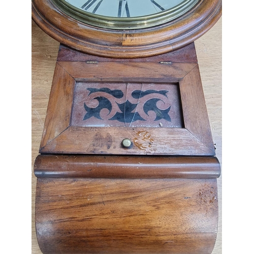 1559 - Two antique drop dial wall clocks, (each a.f.). 