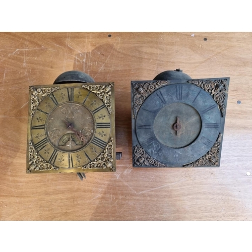 1558 - Two 18th century 30 hour 10in brass longcase clock dials and movements, (each a.f.).... 