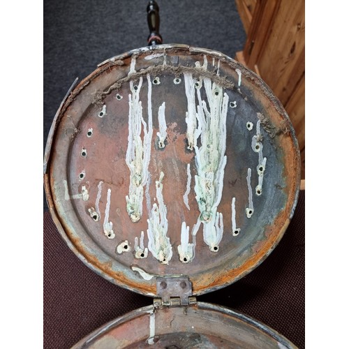 1357 - Of Ballooning Interest: an unusual Georgian brass warming pan, dated 1786.