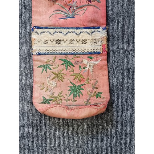 1338 - A Japanese lacquer box and cover, 37 x 30cm; together with a Chinese embroidered drawstring bag, 19t... 