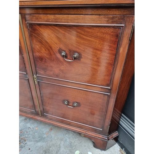 1017 - An antique mahogany standing corner display cabinet, labelled 'Muirhead Moffat & Co Antiques, Gl... 