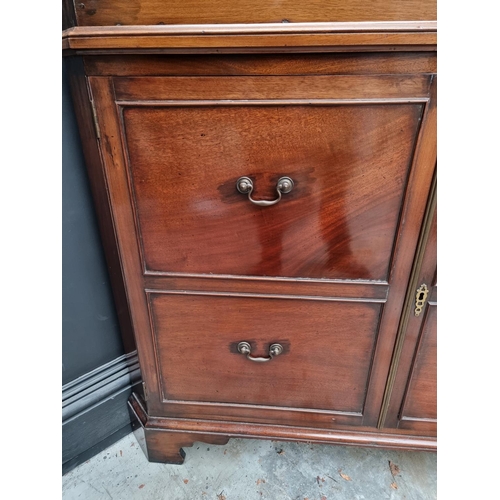 1017 - An antique mahogany standing corner display cabinet, labelled 'Muirhead Moffat & Co Antiques, Gl... 