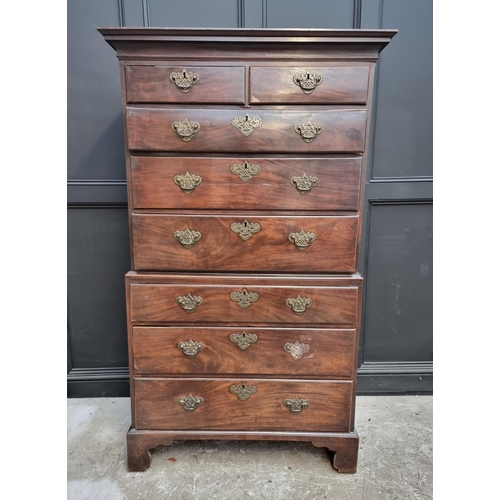 1061 - A George III mahogany chest on chest, 107cm wide.