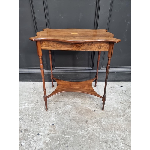 1064 - A small late Victorian rosewood and inlaid occasional table, 57.5cm wide. ... 