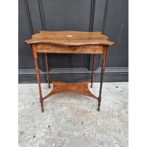 1064 - A small late Victorian rosewood and inlaid occasional table, 57.5cm wide. ... 