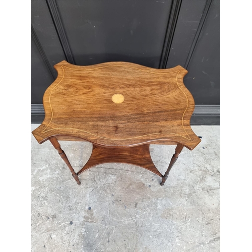 1064 - A small late Victorian rosewood and inlaid occasional table, 57.5cm wide. ... 