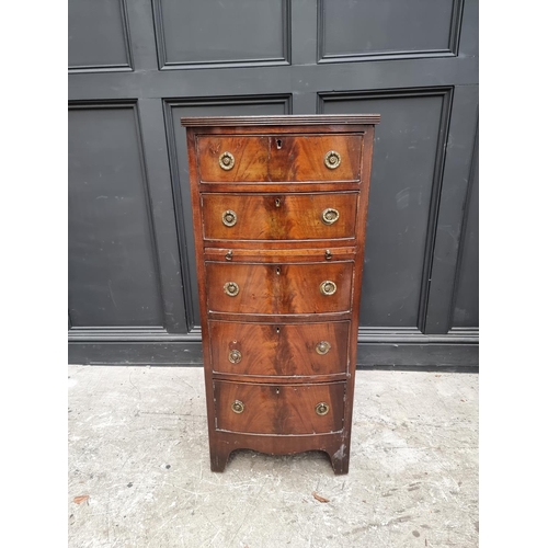 1065 - An old reproduction narrow mahogany chest, 47cm wide.