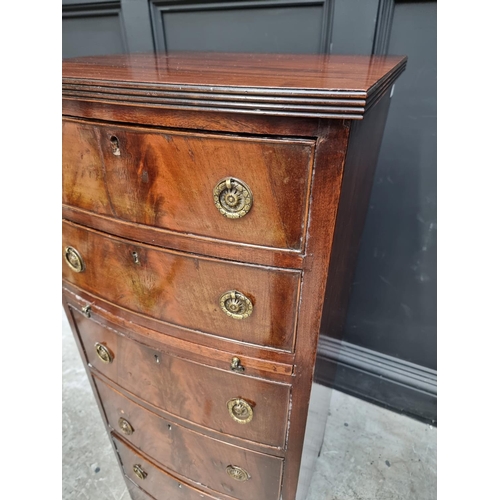 1065 - An old reproduction narrow mahogany chest, 47cm wide.