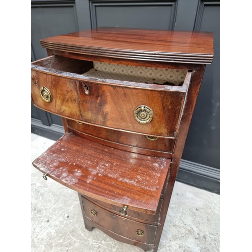 1065 - An old reproduction narrow mahogany chest, 47cm wide.