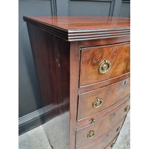 1065 - An old reproduction narrow mahogany chest, 47cm wide.