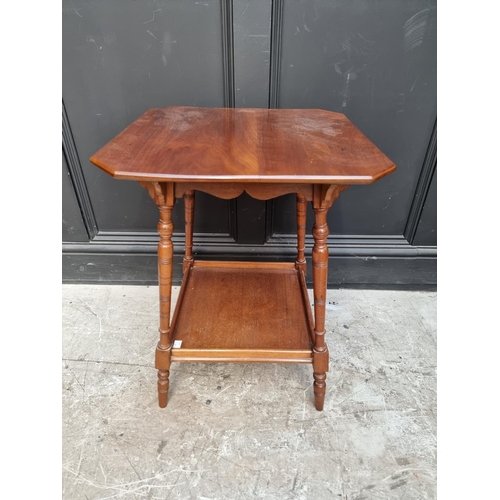 1069 - A Louis XVI style beech bedside table, 41cm wide.