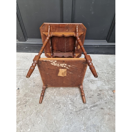 1069 - A Louis XVI style beech bedside table, 41cm wide.