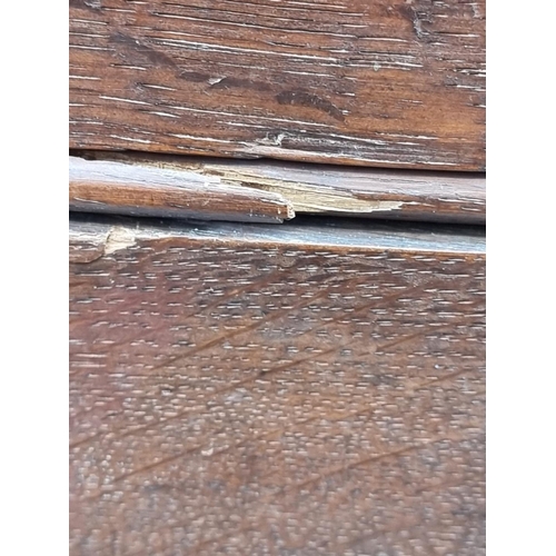 1041 - A Victorian oak and metal bound silver type chest, 46cm wide.