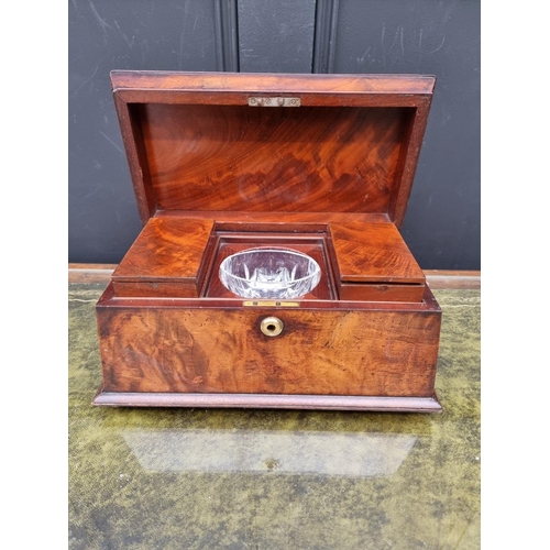 1066 - A 19th century mahogany sarcophagus tea caddy, 34cm wide. 