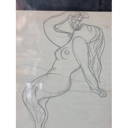 1565 - Rene Magritte, female nude with grapes, circa 1940s, two works, recto and verso, each pencil, 21 x 1... 
