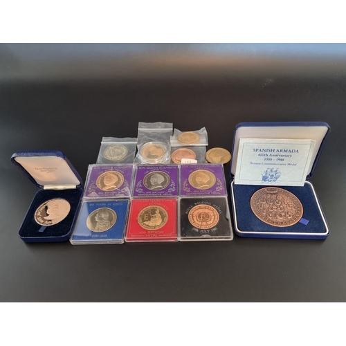 101 - Medals: a 1988 Royal Mint 'Spanish Armada 400th Anniversary 1588-1988' bronze medal, with CoA, boxed... 