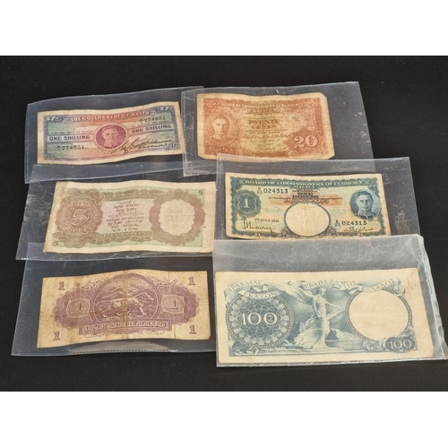 114 - Banknotes: include; Malaya 1941 Board of Commissioners $1; and an East African Currency Board Nairob... 