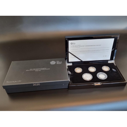 22 - Coins: 2020 Royal Mint 'Silver Proof Piedfort Commemorative Coin Set' containing five coins, 50p to ... 