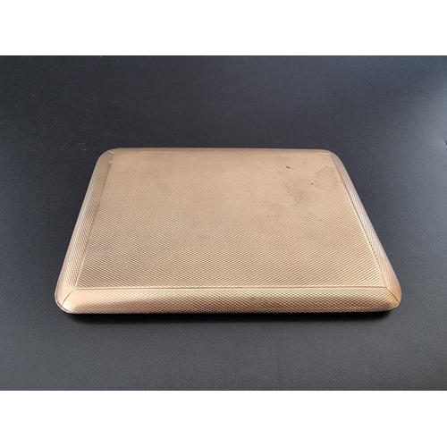 468 - An Asprey & Co engine turned 9ct gold cigarette case, London 1921, gross weight 136.7g.... 