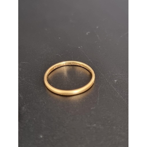 471 - A 22ct gold wedding band, 1.6g; together with another ring, stamped 18ct and platinum. (2)... 