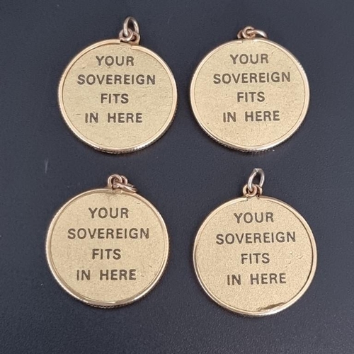 518 - Four 9ct gold sovereign pendant mounts, 3.6g.